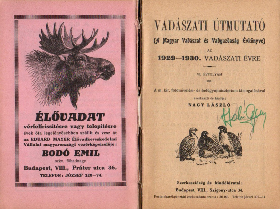 Vadászati útmutató 1929-1930