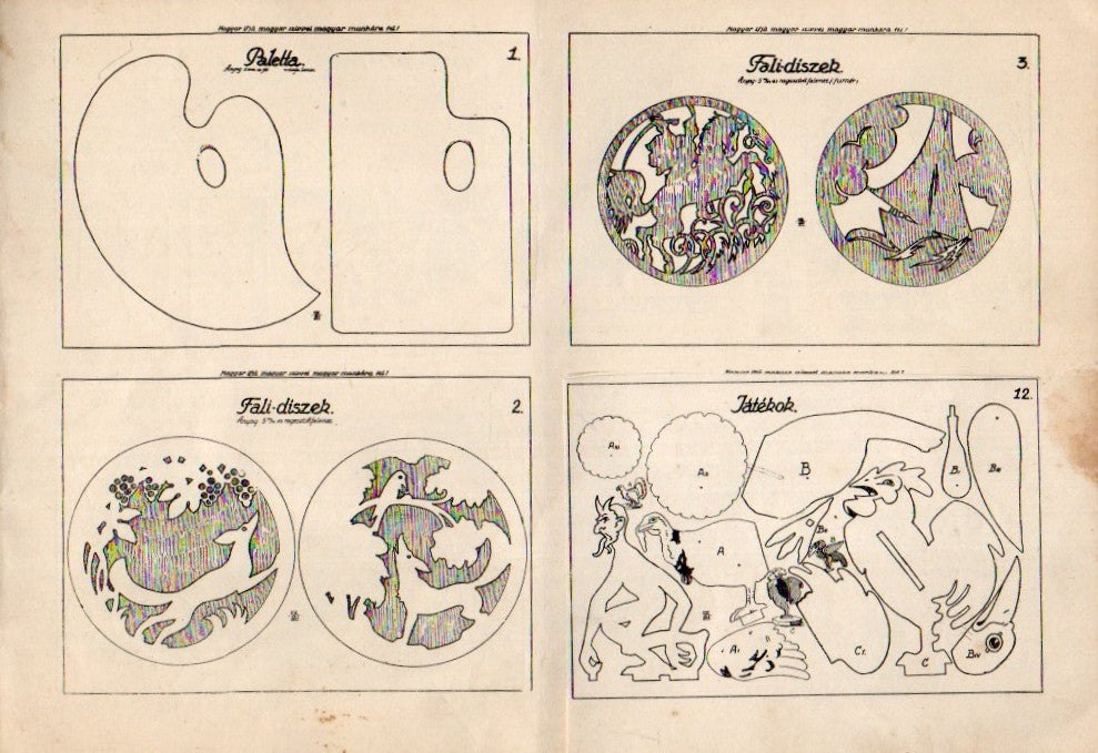 Szlöjdminták fűrészelési gyakorlatokhoz