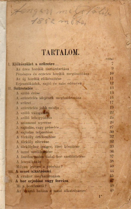 Útmutatás a must és bor okszerü kezelésére