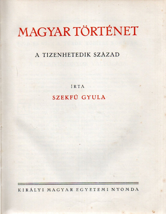 Magyar történet V. A tizenhetedik század