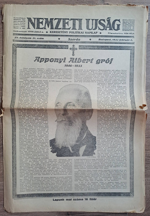 Nemzeti Ujság XV. évf. 31. szám 1933 február 8.