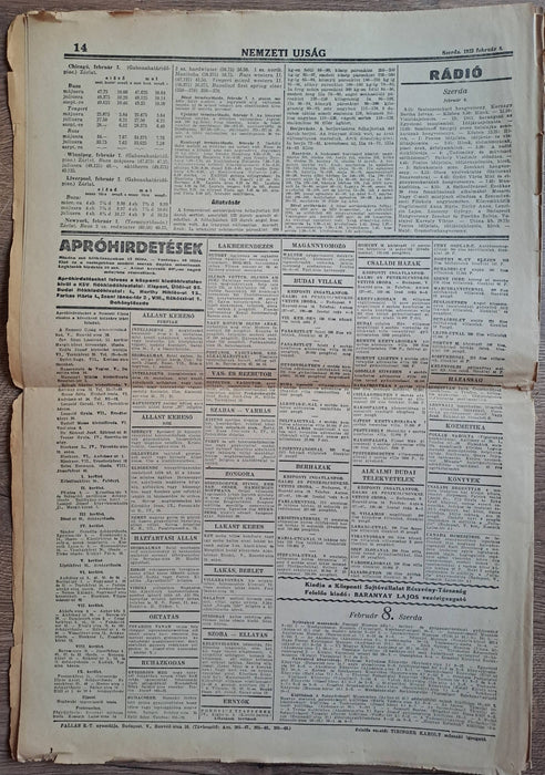 Nemzeti Ujság XV. évf. 31. szám 1933 február 8.