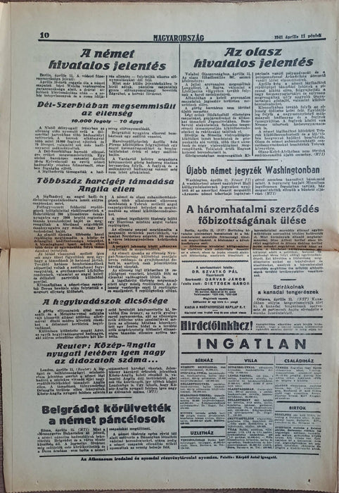 Magyarország XLVIII. évf. 83 szám 1941 április 11.