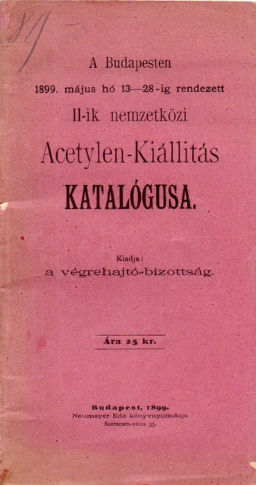 II-ik nemzetközi Acetylen-Kiállítás katalógusa
