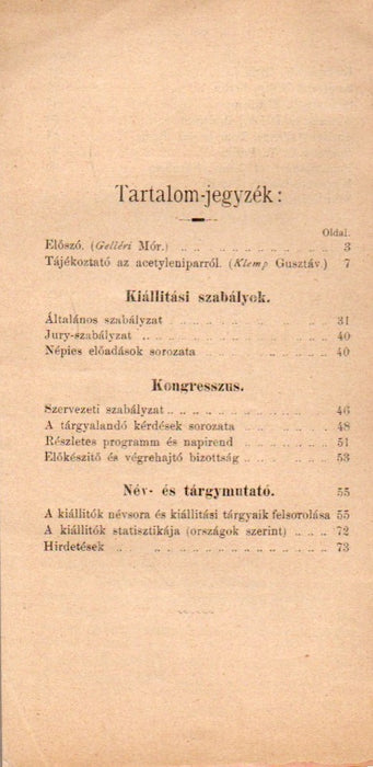 II-ik nemzetközi Acetylen-Kiállítás katalógusa