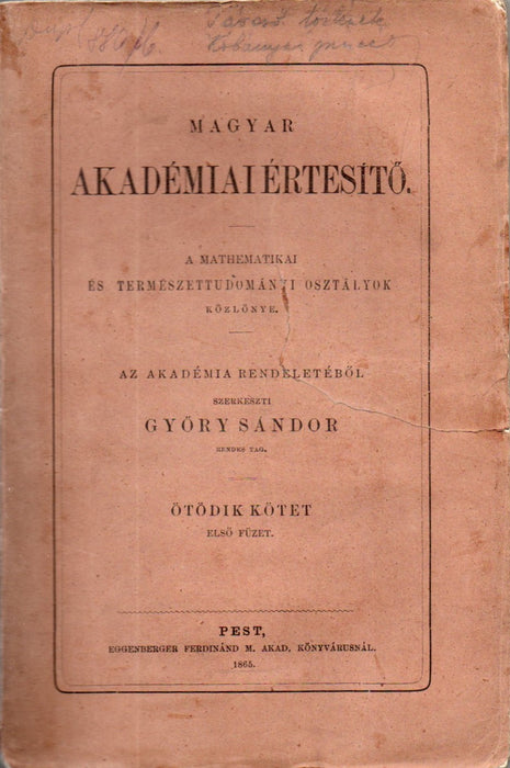 Magyar Akadémiai Értesítő V/1.