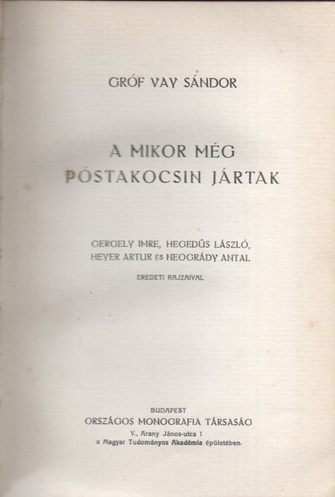 Gróf Vay Sándor munkái I-V.