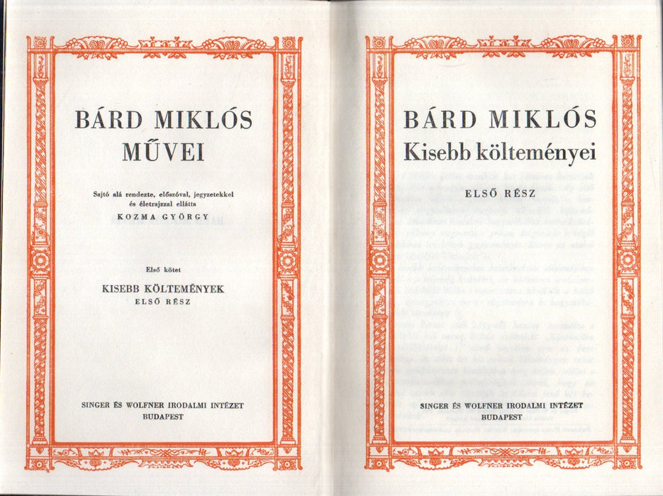 Bárd Miklós művei I-VI.