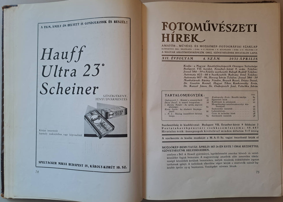 Fotoművészeti Hírek XII. évfolyam 1931