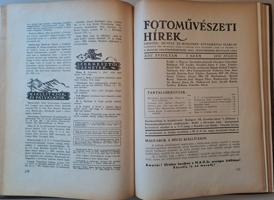 Fotoművészeti Hírek XIII. évfolyam 1932