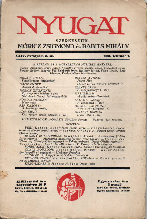 Nyugat XXIV. évfolyam 3. szám 1931. február 1.