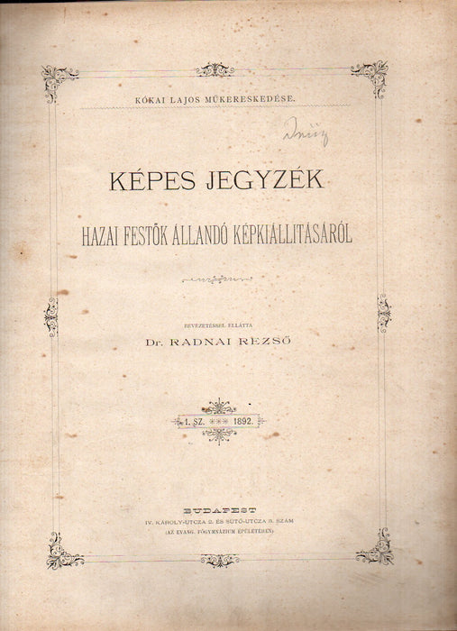 Képes jegyzék hazai festők állandó képkiállításáról
