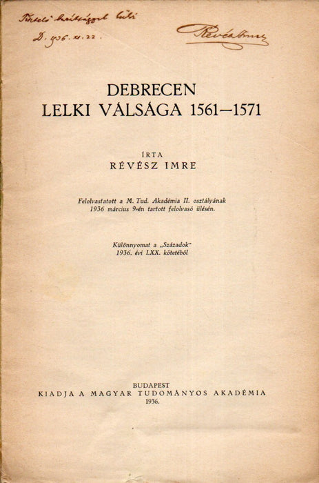Debrecen lelki válsága 1561-1571