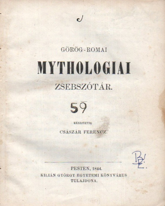 Görög-római mythologiai zsebszótár