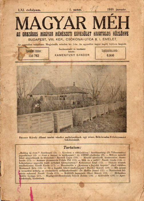 Magyar Méh vegyes számai 1937-1944