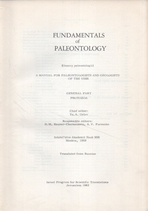 Fundamentals of Paleontology