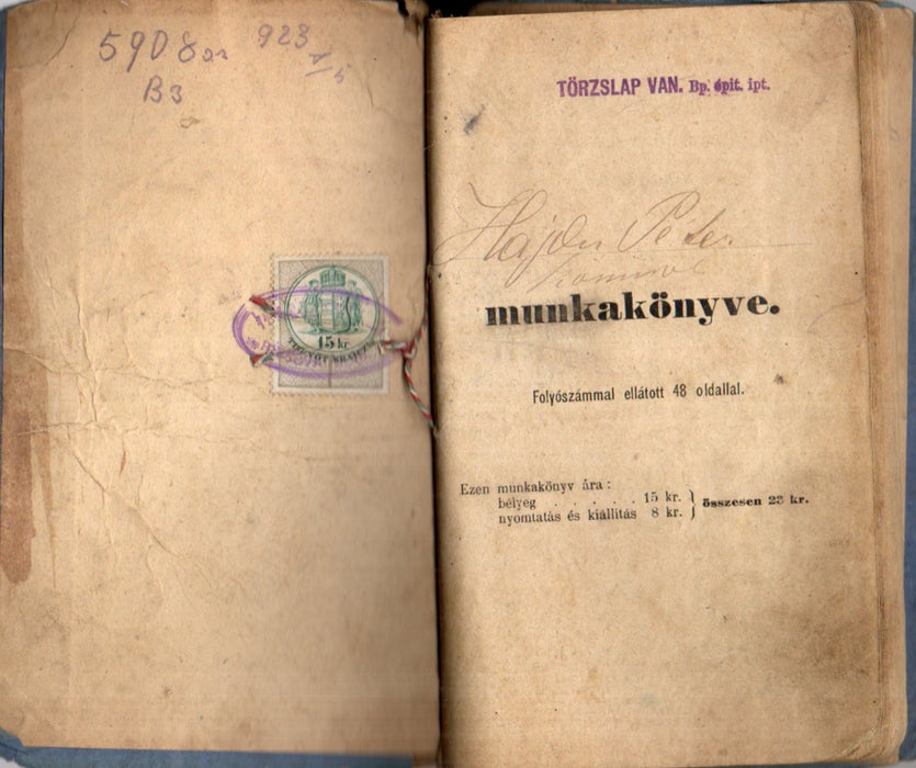 Munkakönyv 1897-1932