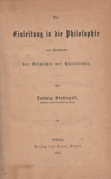 Die Einleitung in die Philosophie