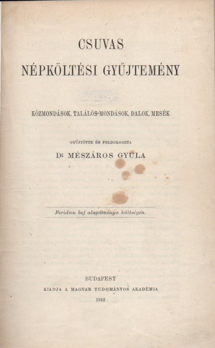 Csuvas népköltési gyűjtemény II.