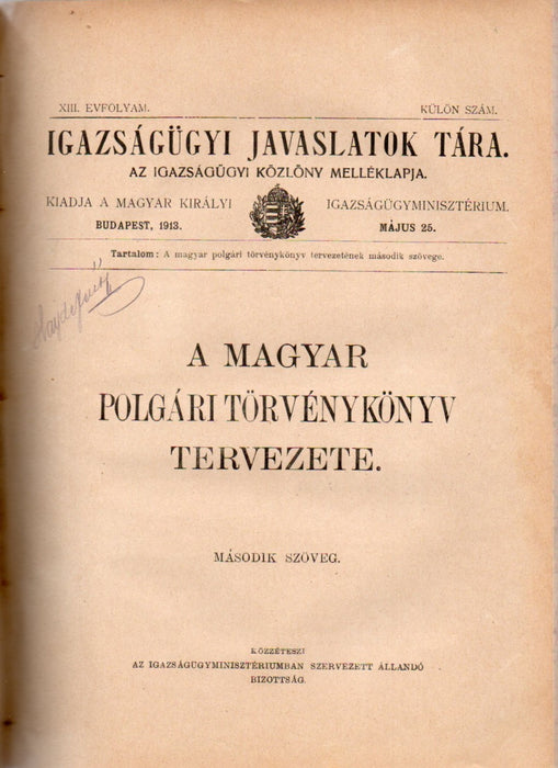 A magyar polgári törvénykönyv tervezete