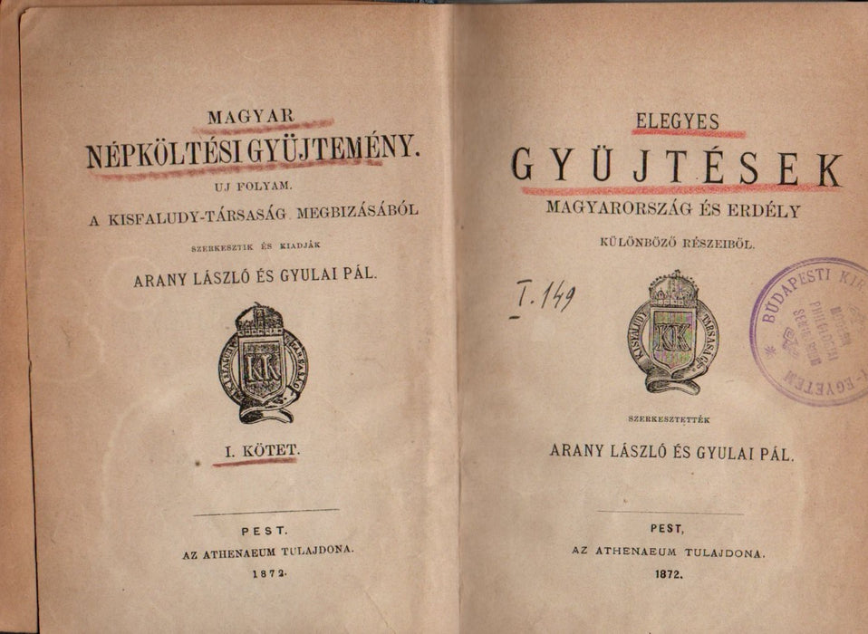 Magyar népköltési gyűjtemény I. Elegyes gyűjtések