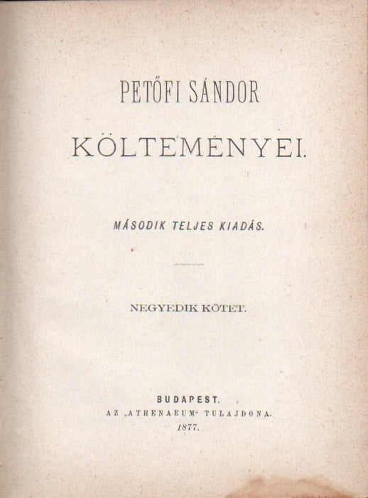 Petőfi Sándor költeményei IV.