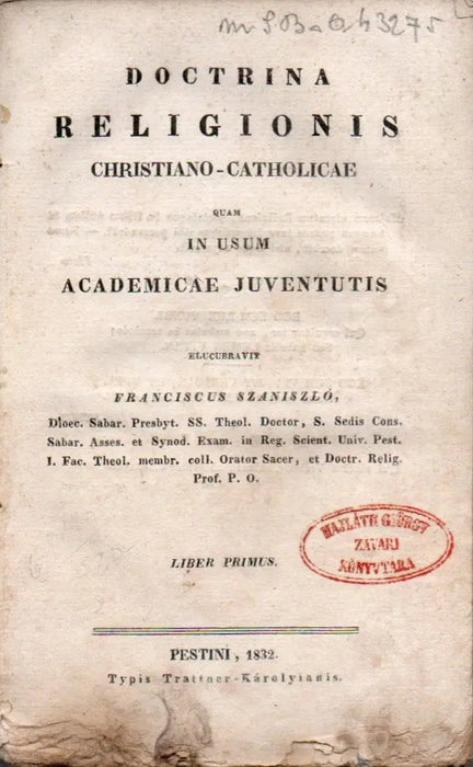 Doctrina religionis christiano-catholicae I.