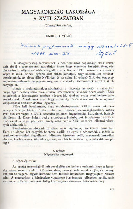 Somogy megye múltjából - Magyarország lakossága a XVIII. században