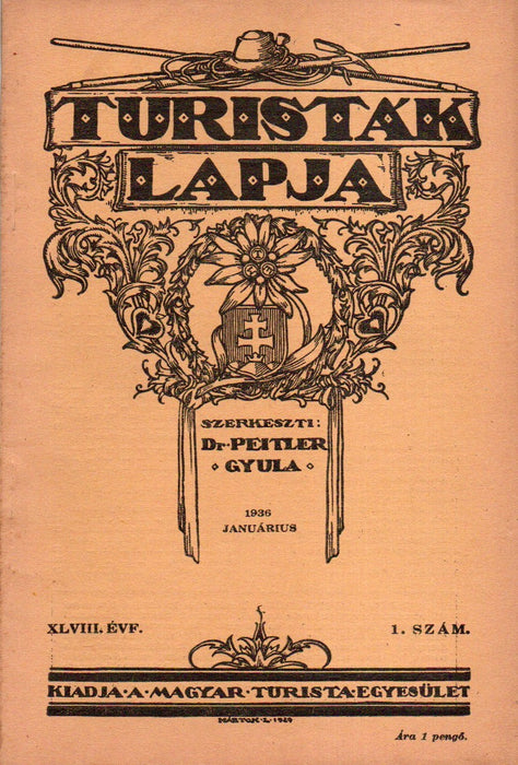 Turisták Lapja 1936. XLVIII. évfolyam 1-4., 8-11. számok (7 füzet)