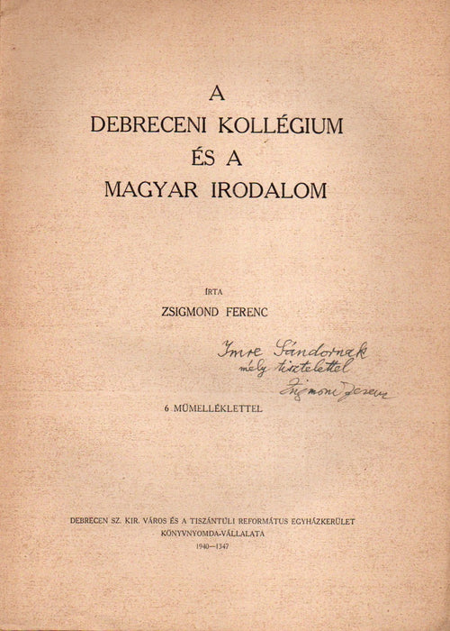 A debreceni Kollégium és a magyar irodalom