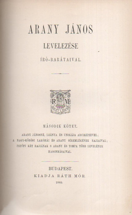 Arany János hátrahagyott iratai és levelezése IV/II.
