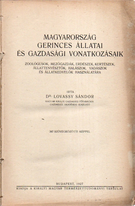 Magyarország gerinces állatai és gazdasági vonatkozásaik