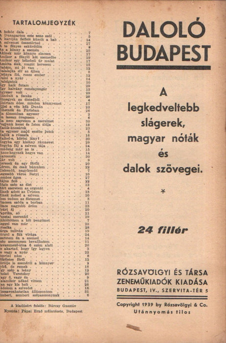 Rádió Daloskönyv 1936-1939