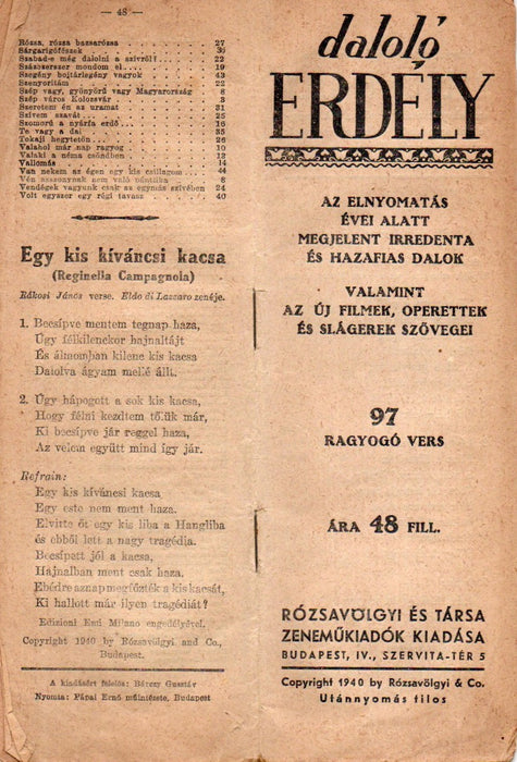 Rádió Daloskönyv 1936-1939
