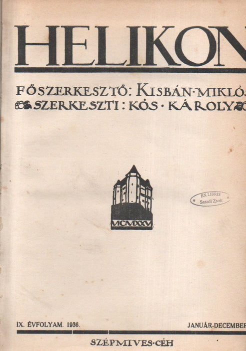 Erdélyi Helikon 1936 IX. évfolyam