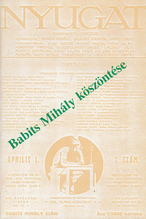 Babits Mihály köszöntése