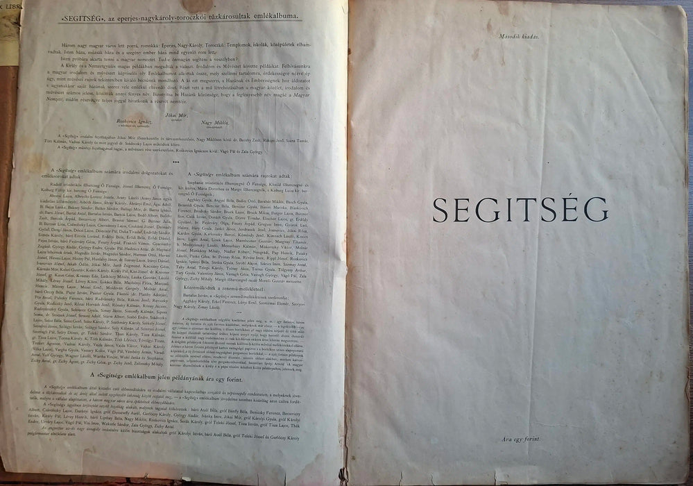 Segitség! Az Eperjes-Nagykároly-Toroczkó tűzkárosultjainak fölsegélésére