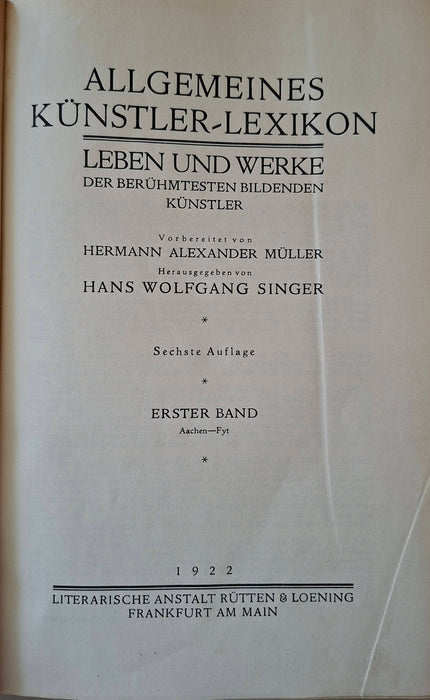 Allgemeines Künstler-Lexikon I-VI.