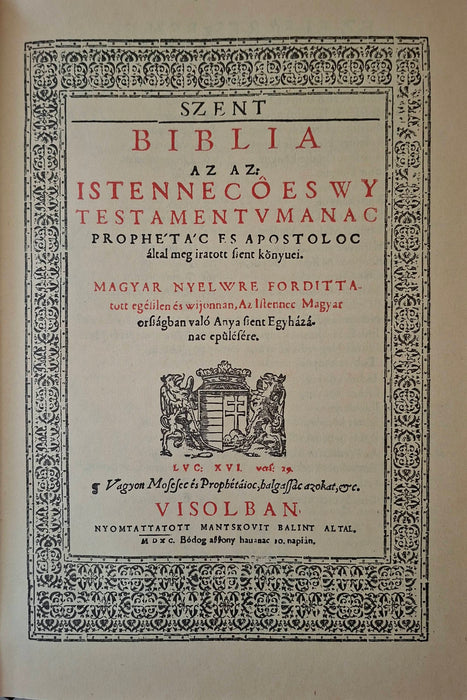 Biblia I-II. - Károlyi Gáspár vizsolyi Bibliája