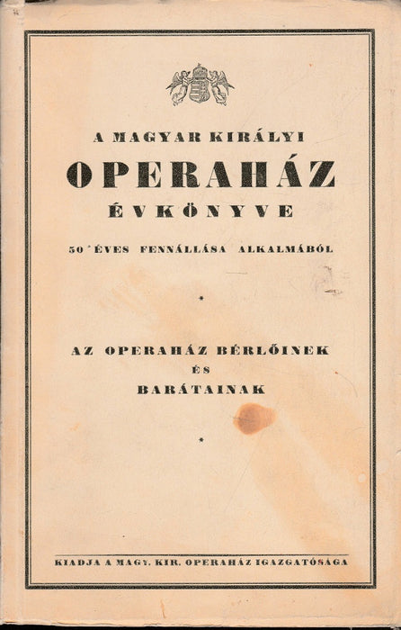 A Magyar Királyi Operaház évkönyve