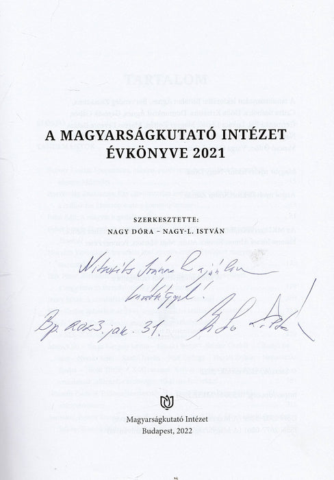 A Magyarságkutató Intézet évkönyve 2021