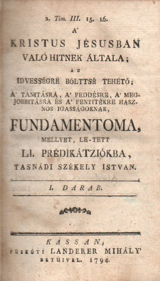 A’ Kristus Jésusban való hitnek általa