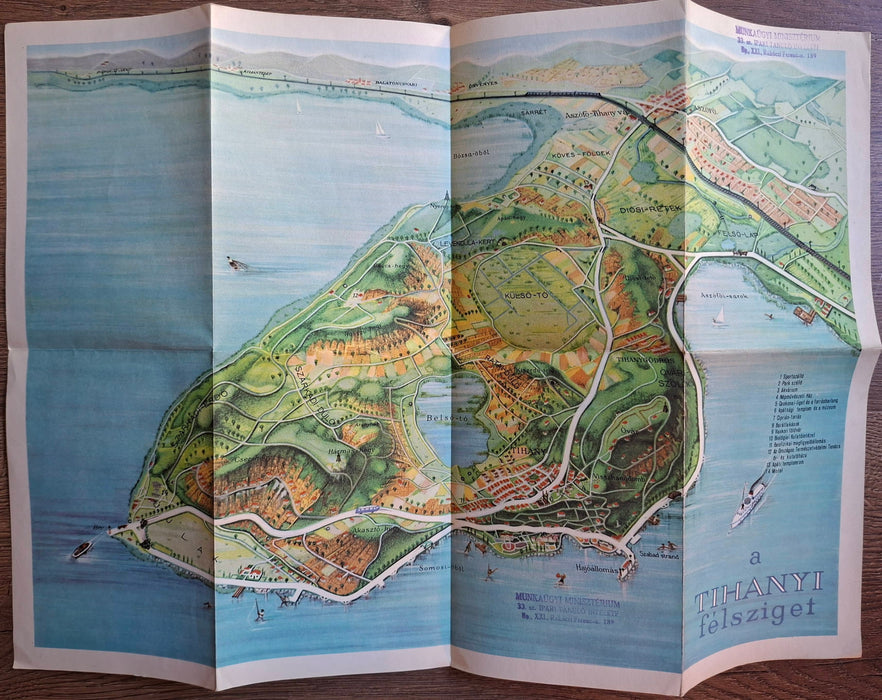 A Tihanyi félsziget panoráma-turistatérképe