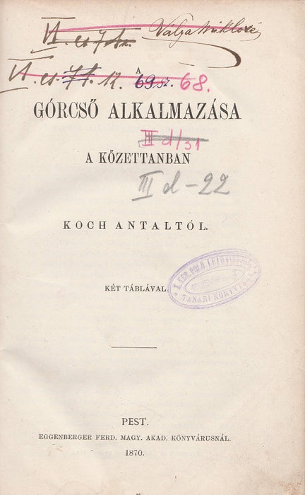 A górcső alkalmazása a kőzettanban - Az ásványok olvadásának uj meghatározási módja - Egy új módszer a földpátok meghatározására kőzetekben