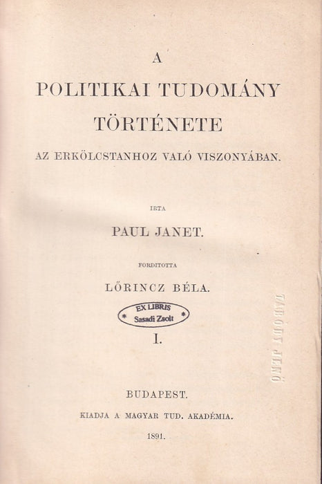 A politikai tudomány története az erkölcstanhoz való viszonyában I.