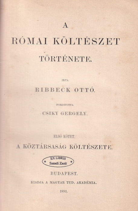 A római költészet története I-II.