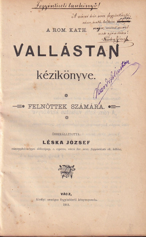 A rom. kath. vallástan kézikönyve