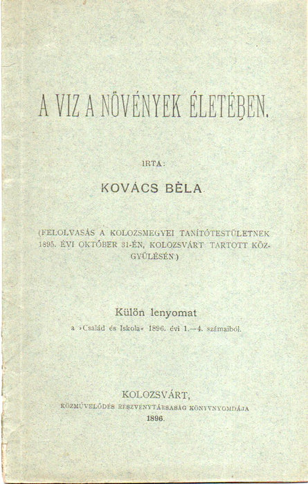 A víz a növények életében