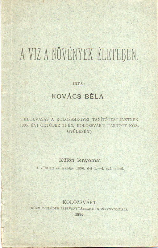 A víz a növények életében