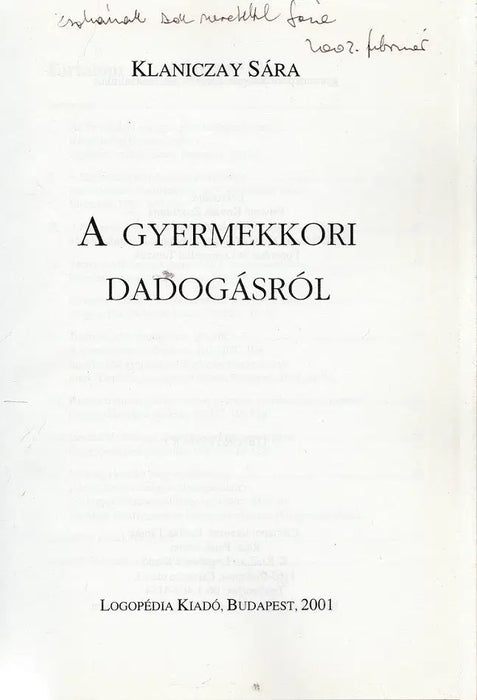 A gyermekkori dadogásról